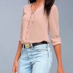 Lulu's Size Small Sheer Long Sleeve Blouse
